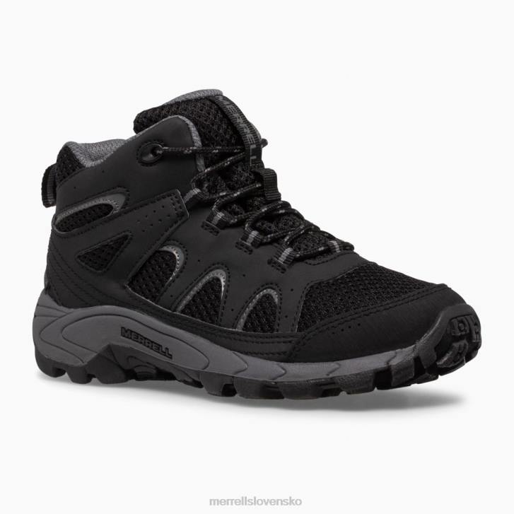 Merrell oakcreek mid lace vodeodolná topánka (mk265426) topánky 6T641445 čierna/sivá deti