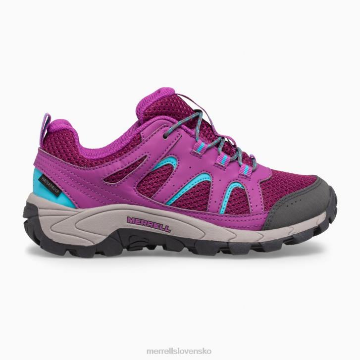 Merrell oakcreek nízke čipkované nepremokavé tenisky (mk164772) topánky 6T641451 paloma/berry deti